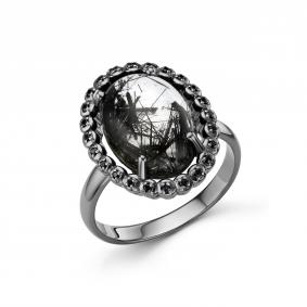 Серебряное кольцо Дар К-3231чрс465216 с фианитом и кварцем К-3231чрс465216 фото