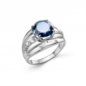 Серебряное кольцо Дар К-3309рс1615600 с фианитом, сапфиром и муассанитом К-3309рс1615600 фото