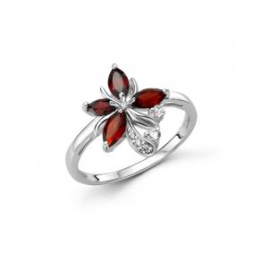 Серебряное кольцо Дар К-3710рс40400 с фианитом и гранатом К-3710рс40400 фото