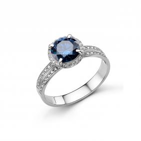 Серебряное кольцо Дар К-3731рс1615600 с фианитом, сапфиром и муассанитом К-3731рс1615600 фото