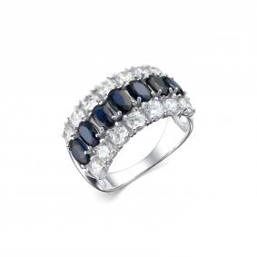 Серебряное кольцо Дар К-3750рс110800 с топазом, фианитом и сапфиром К-3750рс110800 фото