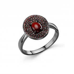 Серебряное кольцо Дар К-3806чрк404278 с фианитом и гранатом К-3806чрк404278 фото