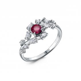 Серебряное кольцо Дар К-3832рс1115200 с фианитом и рубином К-3832рс1115200 фото