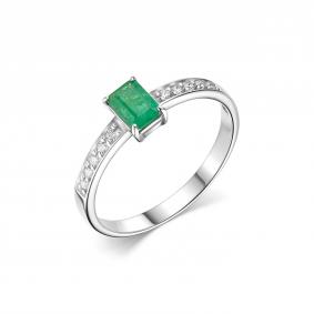 Серебряное кольцо Дар К-3846рс113300 с фианитом и изумрудом К-3846рс113300 фото