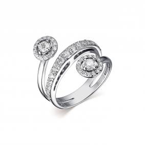 Серебряное кольцо Дар К-3855рс1612800 с фианитом и муассанитом К-3855рс1612800 фото