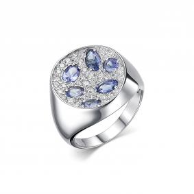 Серебряное кольцо Дар К-3876рс46400 с фианитом и танзанитом К-3876рс46400 фото