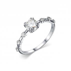 Серебряное кольцо Дар К-3877рс1612800 с фианитом и муассанитом К-3877рс1612800 фото