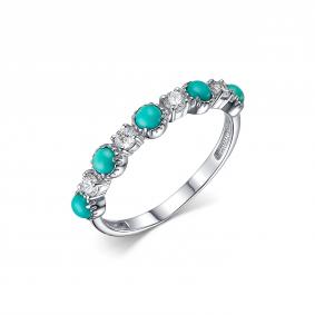 Серебряное кольцо Дар К-3892рк43800 с фианитом и бирюзой К-3892рк43800 фото