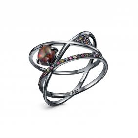 Серебряное кольцо Дар К-3896чрк11716151 с сапфиром и опалом К-3896чрк11716151 фото