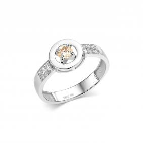 Серебряное кольцо Дар К-3906рс162000 с фианитом и муассанитом К-3906рс162000 фото