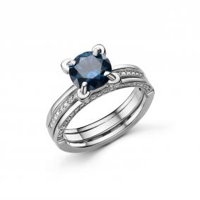 Серебряное кольцо Дар К-3911рс1615600 с фианитом, сапфиром и муассанитом К-3911рс1615600 фото