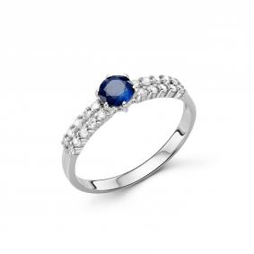 Серебряное кольцо Дар К-3915рс110816128 с сапфиром и муассанитом К-3915рс110816128 фото