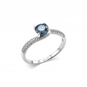 Серебряное кольцо Дар К-3919рс1615200 с фианитом, сапфиром и муассанитом К-3919рс1615200 фото
