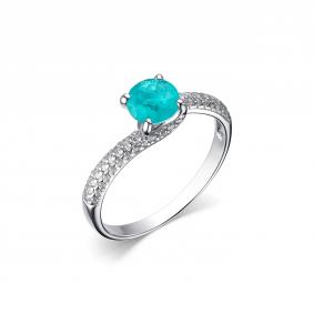 Серебряное кольцо Дар К-3919рс413500 с фианитом, кварцем, горным хрусталём, турмалином и Параиба К-3919рс413500 фото