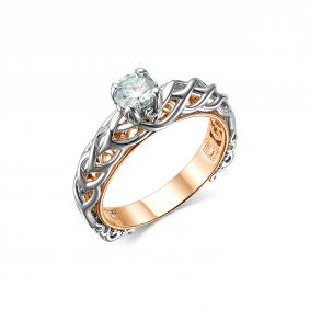 Серебряное кольцо Дар К-3961зрс16139 с Параиба и муассанитом К-3961зрс16139 фото