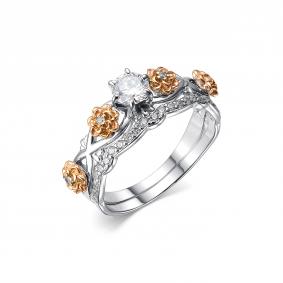 Серебряное кольцо Дар К-3962рзс1612800 с фианитом и муассанитом К-3962рзс1612800 фото