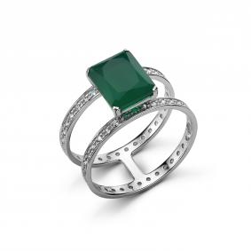 Серебряное кольцо Дар К-3987рс40900 с фианитом и агатом К-3987рс40900 фото