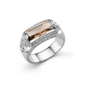 Серебряное кольцо Дар К-3992рс40700 с фианитом и раухтопазом К-3992рс40700 фото