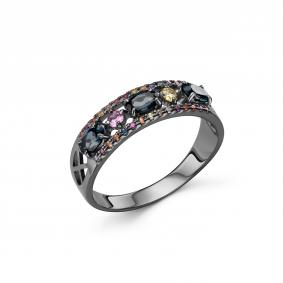 Серебряное кольцо Дар К-3994чрс41111151 с сапфиром и Лондон топазом К-3994чрс41111151 фото