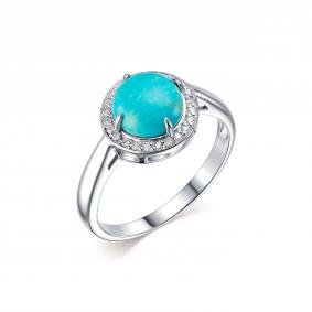 Серебряное кольцо Дар К-4004рк43800 с фианитом и бирюзой К-4004рк43800 фото