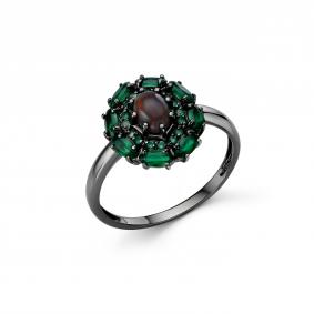 Серебряное кольцо Дар К-4054чрк11716409 с агатом и опалом К-4054чрк11716409 фото