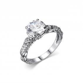 Серебряное кольцо Дар К-4067рс1612800 с фианитом и муассанитом К-4067рс1612800 фото