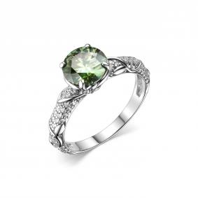 Серебряное кольцо Дар К-4067рс1613900 с фианитом, Параиба и муассанитом К-4067рс1613900 фото