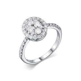 Серебряное кольцо Дар К-4103рс1612800 с фианитом и муассанитом К-4103рс1612800 фото