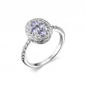 Серебряное кольцо Дар К-4103рс46400 с фианитом и танзанитом К-4103рс46400 фото