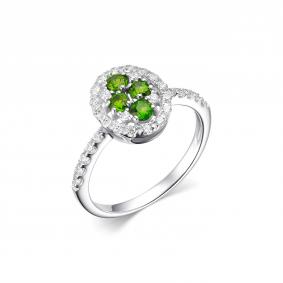 Серебряное кольцо Дар К-4103рс48700 с фианитом и хромдиопсидом К-4103рс48700 фото