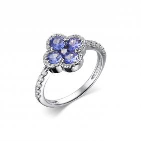 Серебряное кольцо Дар К-4113рс46400 с фианитом и танзанитом К-4113рс46400 фото