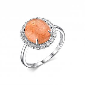 Серебряное кольцо Дар с солнечным камнем и фианитом К-5049рк414300 К-5049рк414300 фото