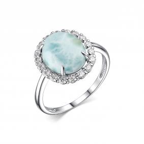 Серебряное кольцо Дар с ларимаром и фианитом К-5049рк414400 К-5049рк414400 фото