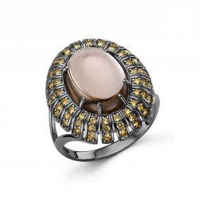 Серебряное кольцо Дар К-5050чрк407274 с фианитом и раухтопазом К-5050чрк407274 фото