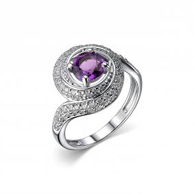 Серебряное кольцо Дар К-5057рс40100 с фианитом и аметистом К-5057рс40100 фото