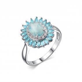 Серебряное кольцо Дар К-5061рс43513500 с фианитом, кварцем и агатом К-5061рс43513500 фото