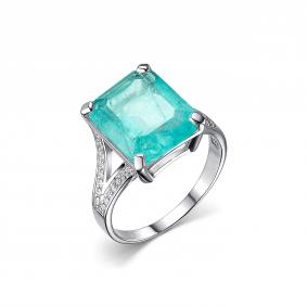 Серебряное кольцо Дар К-5068рс413500 с фианитом, кварцем, горным хрусталём, турмалином и Параиба К-5068рс413500 фото