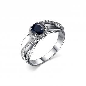Серебряное кольцо Дар К-5069рс110800 с фианитом и сапфиром К-5069рс110800 фото