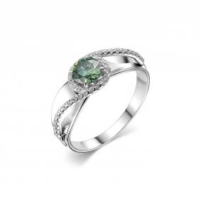 Серебряное кольцо Дар К-5069рс1613900 с фианитом, Параиба и муассанитом К-5069рс1613900 фото