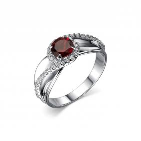 Серебряное кольцо Дар К-5069рс41000 с фианитом и родолитом К-5069рс41000 фото