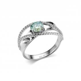 Серебряное кольцо Дар К-5071рс1613900 с фианитом, Параиба и муассанитом К-5071рс1613900 фото