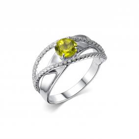 Серебряное кольцо Дар К-5071рс40600 с фианитом и хризолитом К-5071рс40600 фото