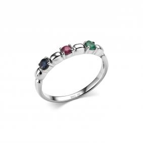 Серебряное кольцо Дар К-5077рс11081533 с рубином, изумрудом и сапфиром К-5077рс11081533 фото