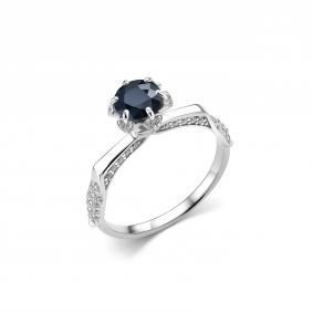 Серебряное кольцо Дар К-5087рс110800 с фианитом и сапфиром К-5087рс110800 фото