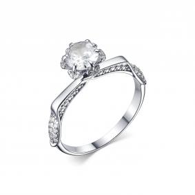 Серебряное кольцо Дар К-5087рс1612800 с фианитом и муассанитом К-5087рс1612800 фото
