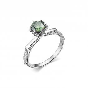 Серебряное кольцо Дар К-5087рс1613900 с фианитом, Параиба и муассанитом К-5087рс1613900 фото