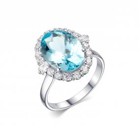 Серебряное кольцо Дар К-5092рс40200 с топазом и фианитом К-5092рс40200 фото
