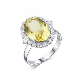 Серебряное кольцо Дар К-5092рс4148 с фианитом и кварцем К-5092рс4148 фото