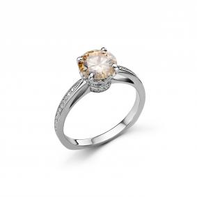 Серебряное кольцо Дар К-5140рс162000 с фианитом и муассанитом К-5140рс162000 фото