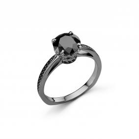 Серебряное кольцо Дар К-5140чрс16140216 с фианитом и муассанитом К-5140чрс16140216 фото
